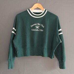 Green crop ski club sweatshirt